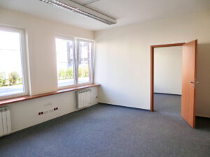 Büroräume Oldenburg mieten grauer Teppich und Holztür